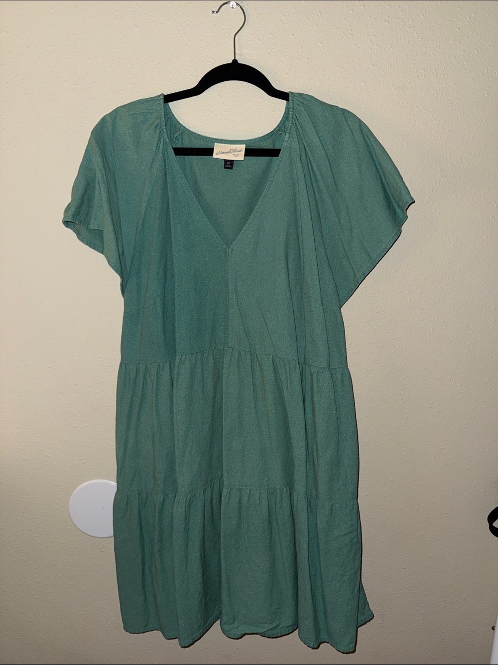 Universal Thread Light Teal V-Neck Tiered Mini Dress